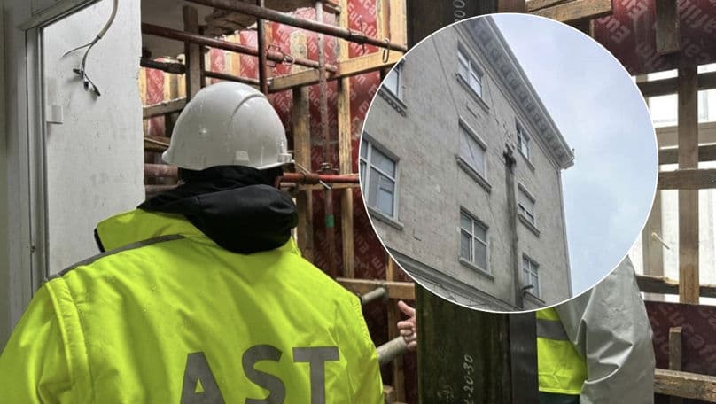 Incident pe un șantier din Chișinău: Perete exterior cedat parțial