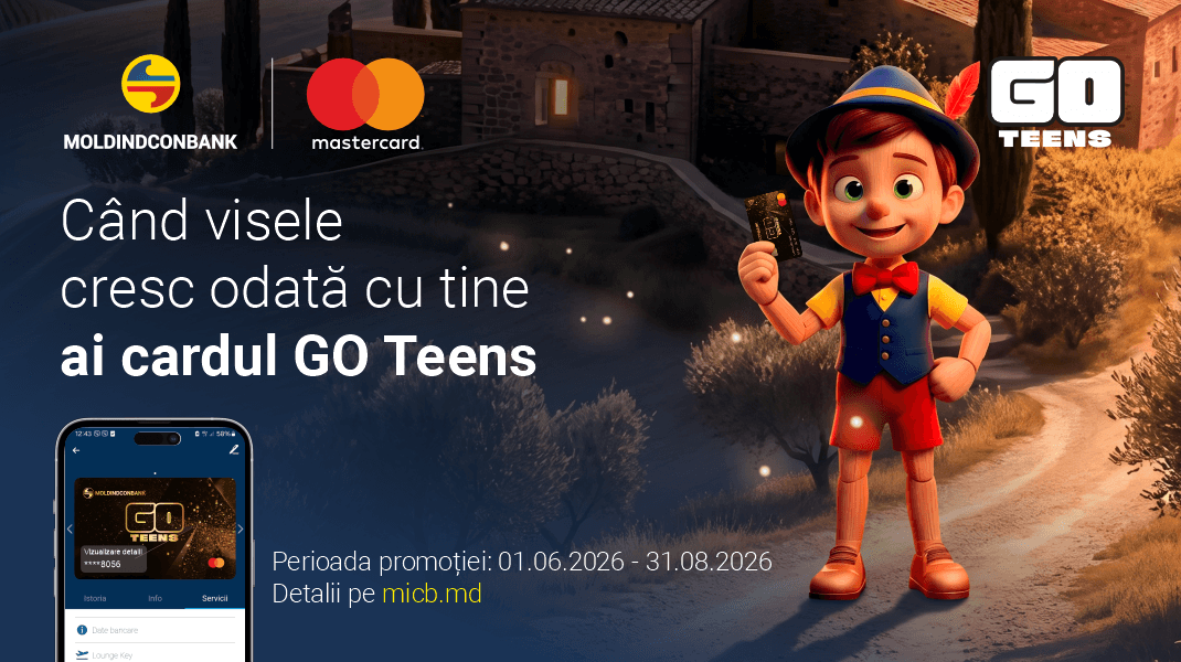 Cardul Mastercard GO Teens de la Moldindconbank aduce premii pentru tineri în vara 2026