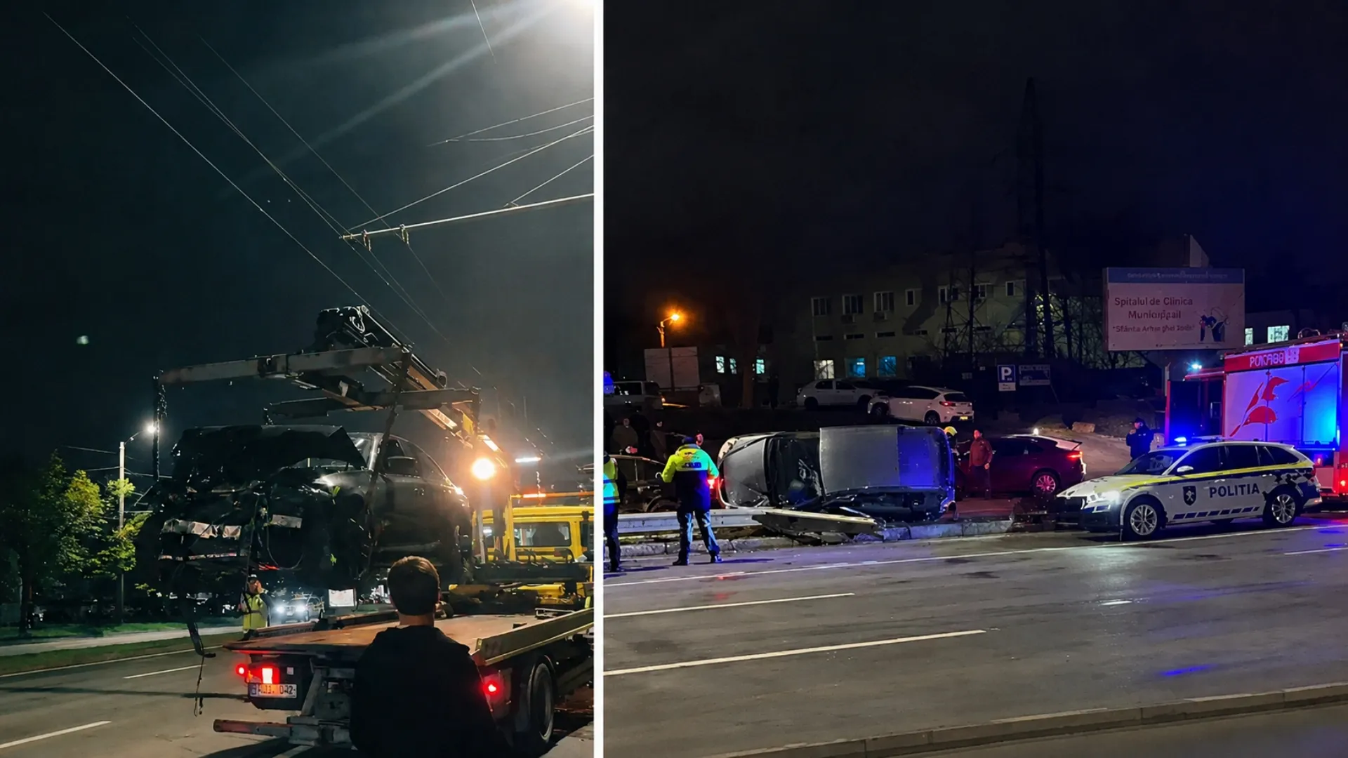 Accident pe viaduct: O persoană rănită în urma coliziunii a trei mașini