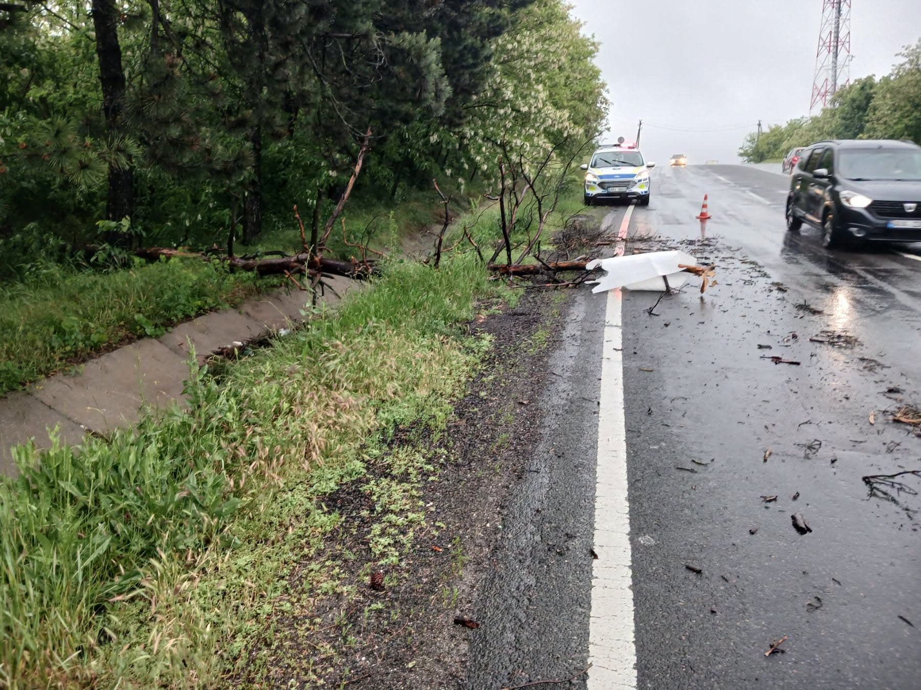Furtună în Moldova: În Chișinău s-au rupt fire, în Taraclia ambulanța a rămas blocată în noroi